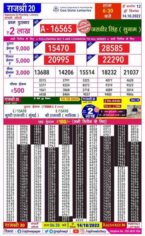 goa state lottery rajshree|Goa Lottery .